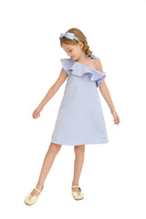 Blue Petulla Off Shoulder Ruffle Dress