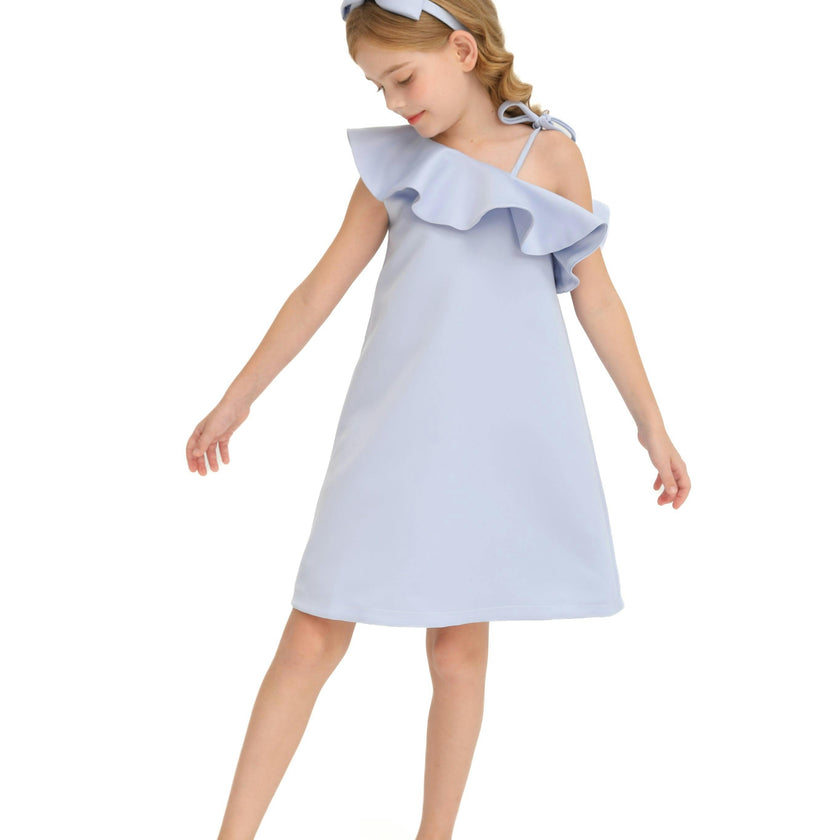 Blue Petulla Off Shoulder Ruffle Dress