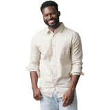 Long Sleeve Solid Linen Shirt, Brown