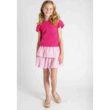 Short Sleeve Sweater With Scallop Edges