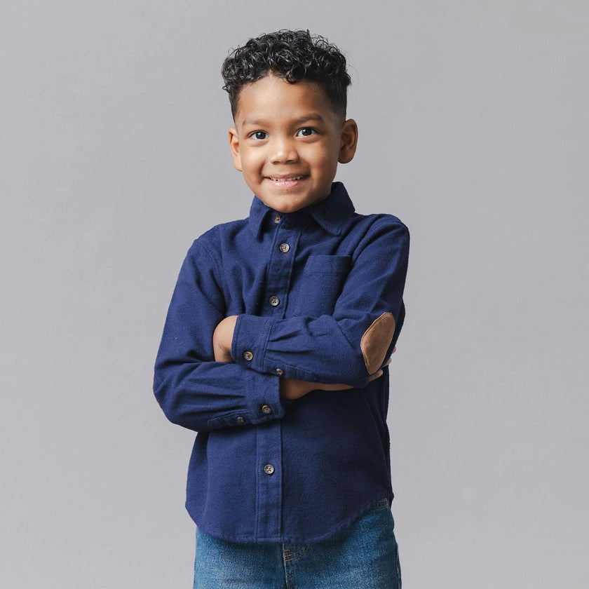 Organic Flannel Shirt with Elbow Patches