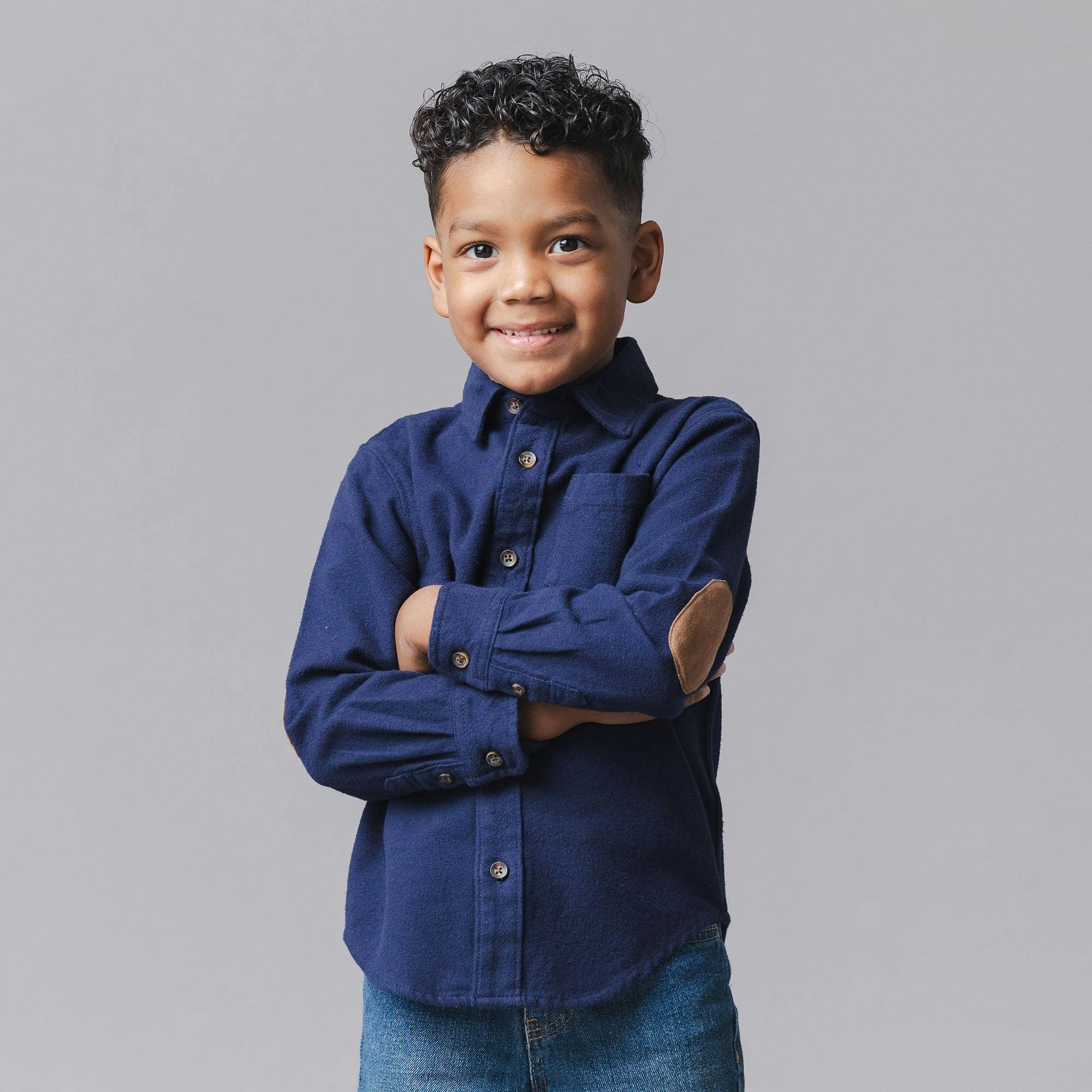 Organic Flannel Shirt with Elbow Patches