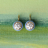 Blue Enamel Bezel Drop Earring