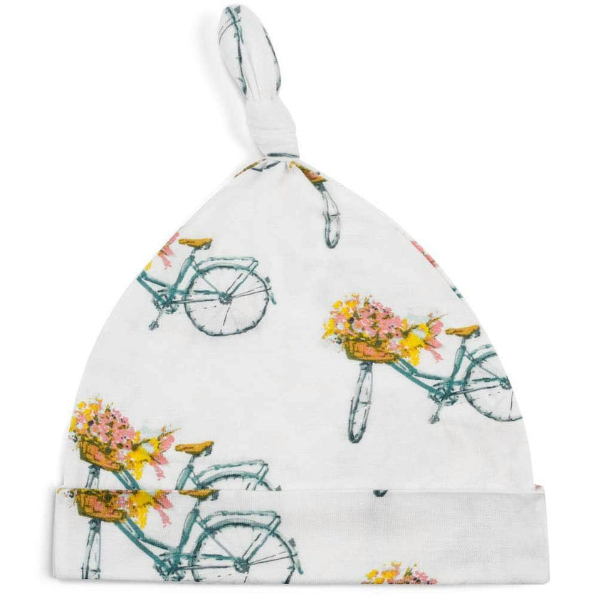 Floral Bicycle Bamboo Newborn Gown & Hat Set