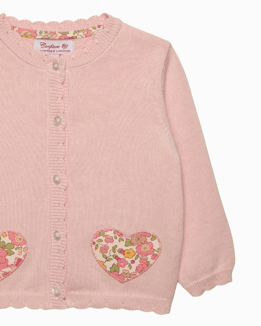 Baby Peach Sparkle Betsy Heart Cardigan