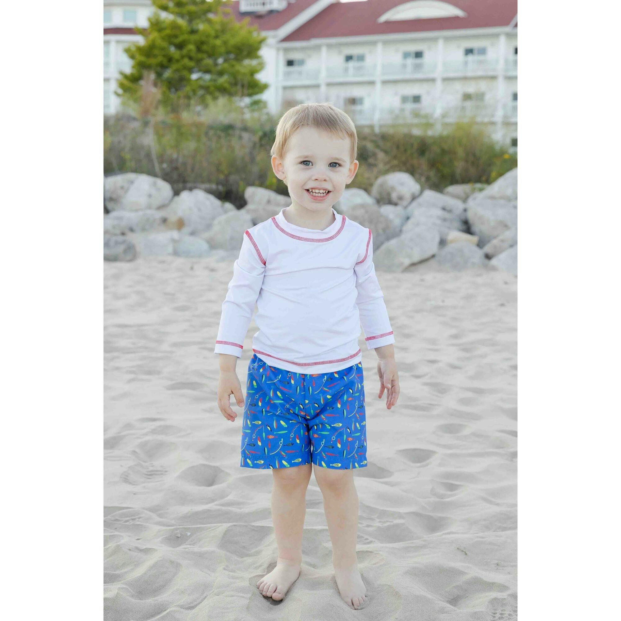 Fishing Lure Print Swim Trunk