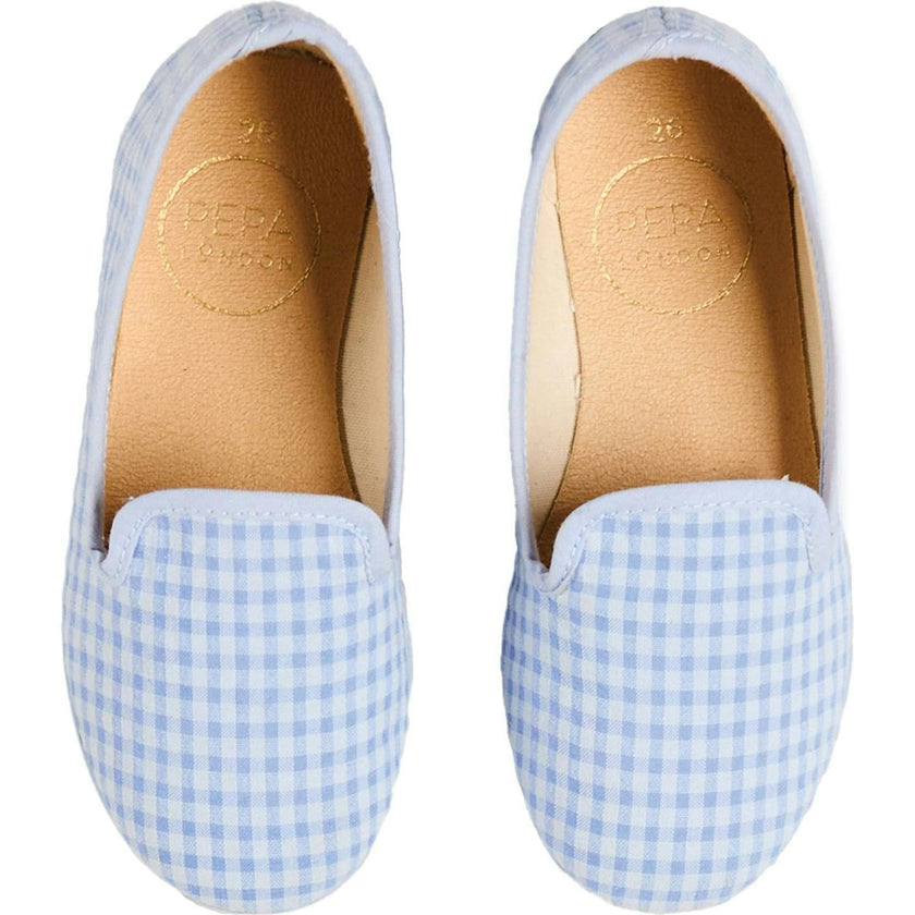 Beauchamp Gingham Slippers in Blue (24-35EU)