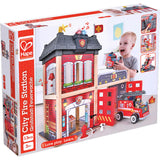 City Fire Station Dollhouse Wooden Playset
