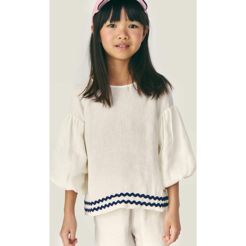 Mipounet SS26 Isaline Linen, Pant Ecru Blue