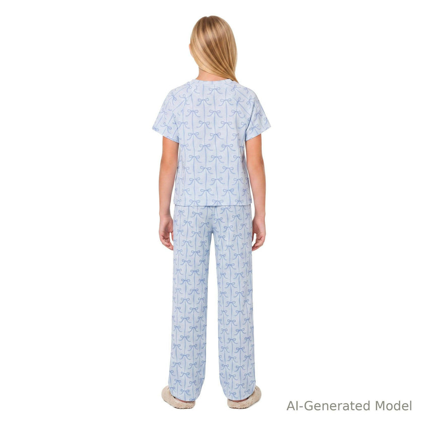 Tween Girls Pajama Set | Bow Stripe