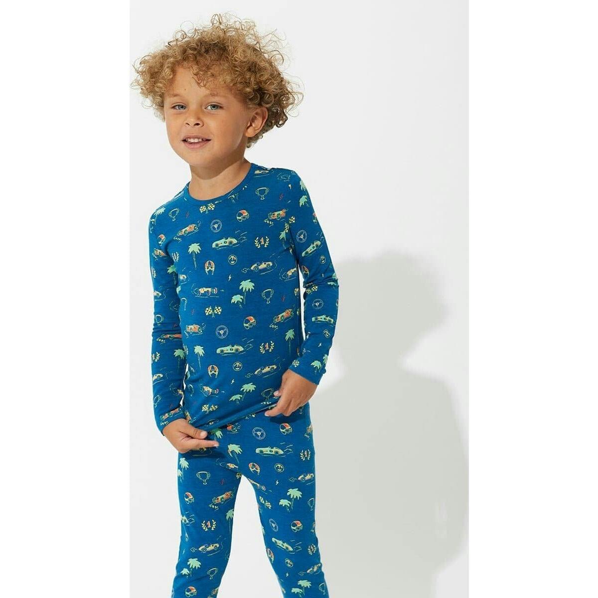 Monaco Blue Bamboo Kids Pajamas