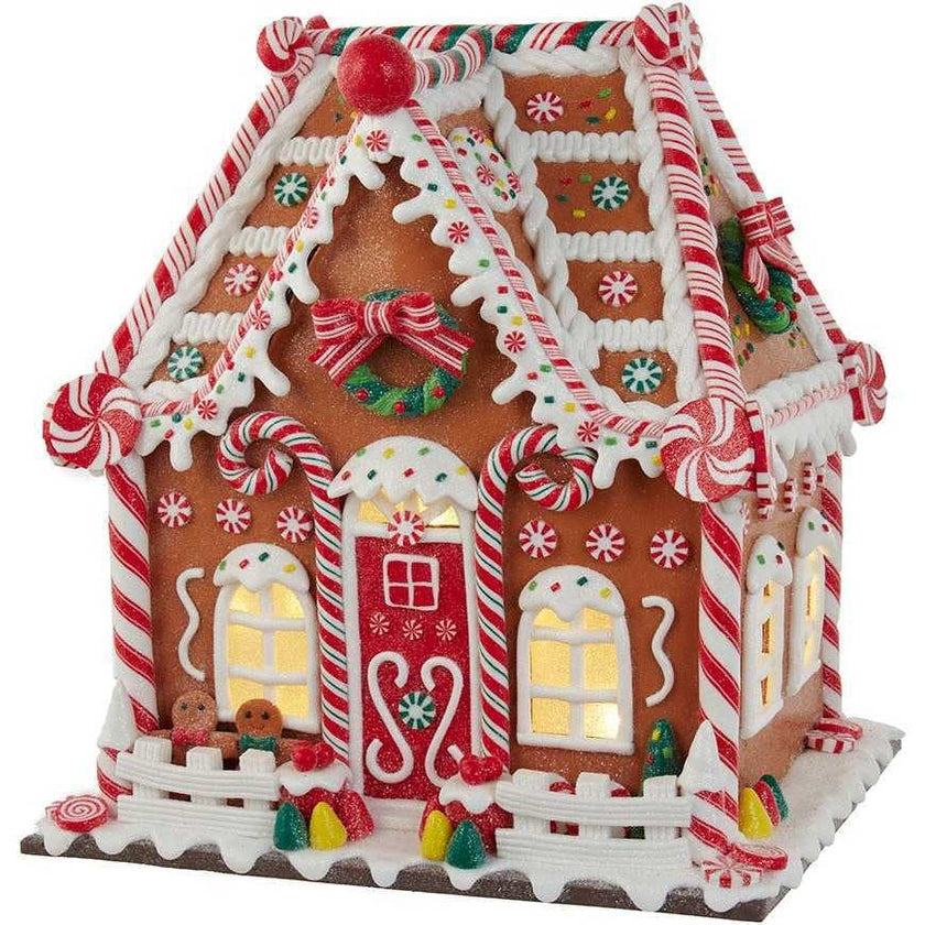 13-Inch Battery-Operated Gingerbread House with LED Light and Timer