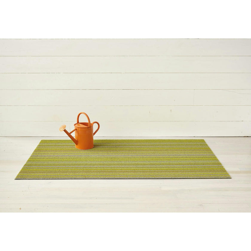 Skinny Stripe Shag Floor Mat, Citron