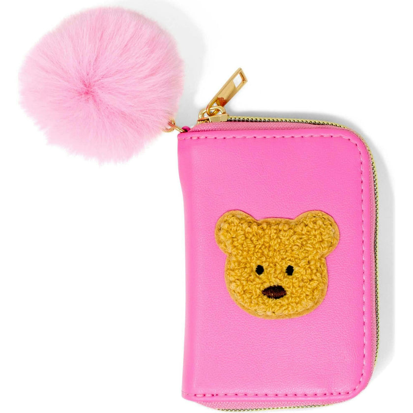 Teddy Pom Pom Zip Wallet