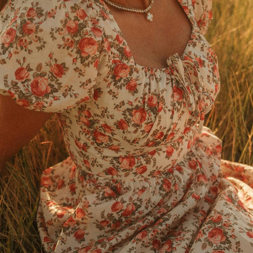 Amira Dress in Ivory Heritage Rose
