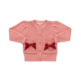 Baby Girls Bow Pocket Sweater - Red Velvet Bows