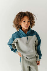 Boys Zip Front Oversized Sweatshirt in Shadow Green