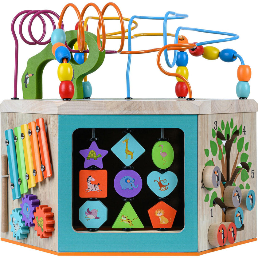 Preschool Play Lab Large Wooden Activity Learning 7-side Cube