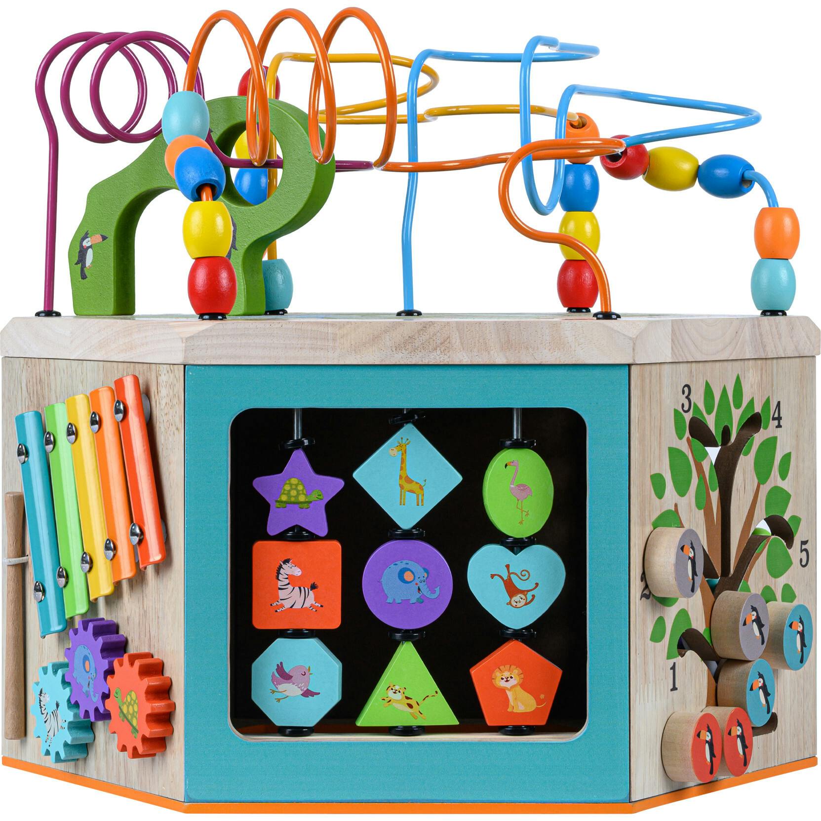 Preschool Play Lab Large Wooden Activity Learning 7-side Cube