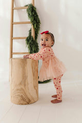 Baby Girl Tulle Bodysuit Dress in Poinsettia