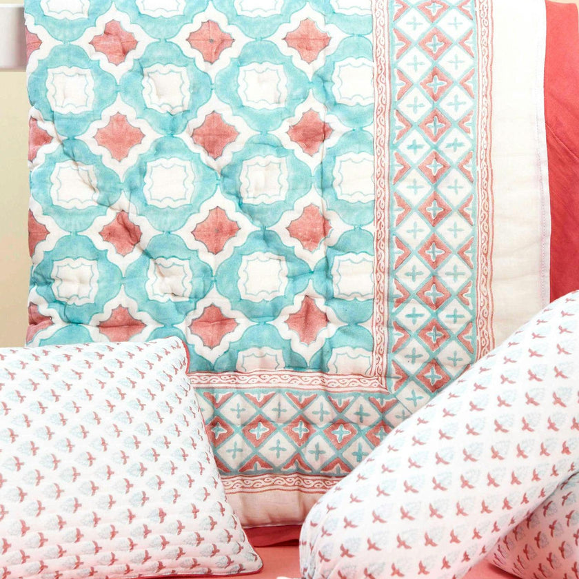 Block-Printed Cotton Crib Quilt
