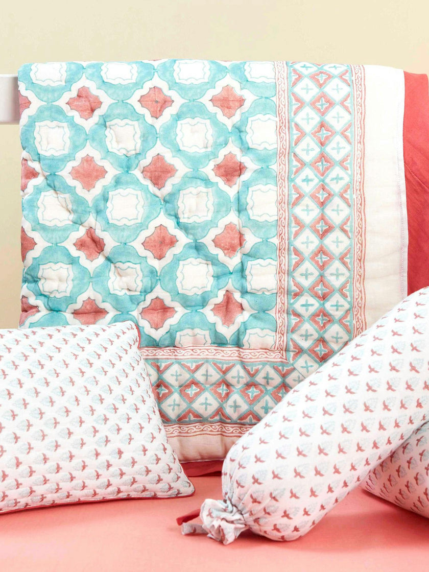 Block-Printed Cotton Crib Quilt