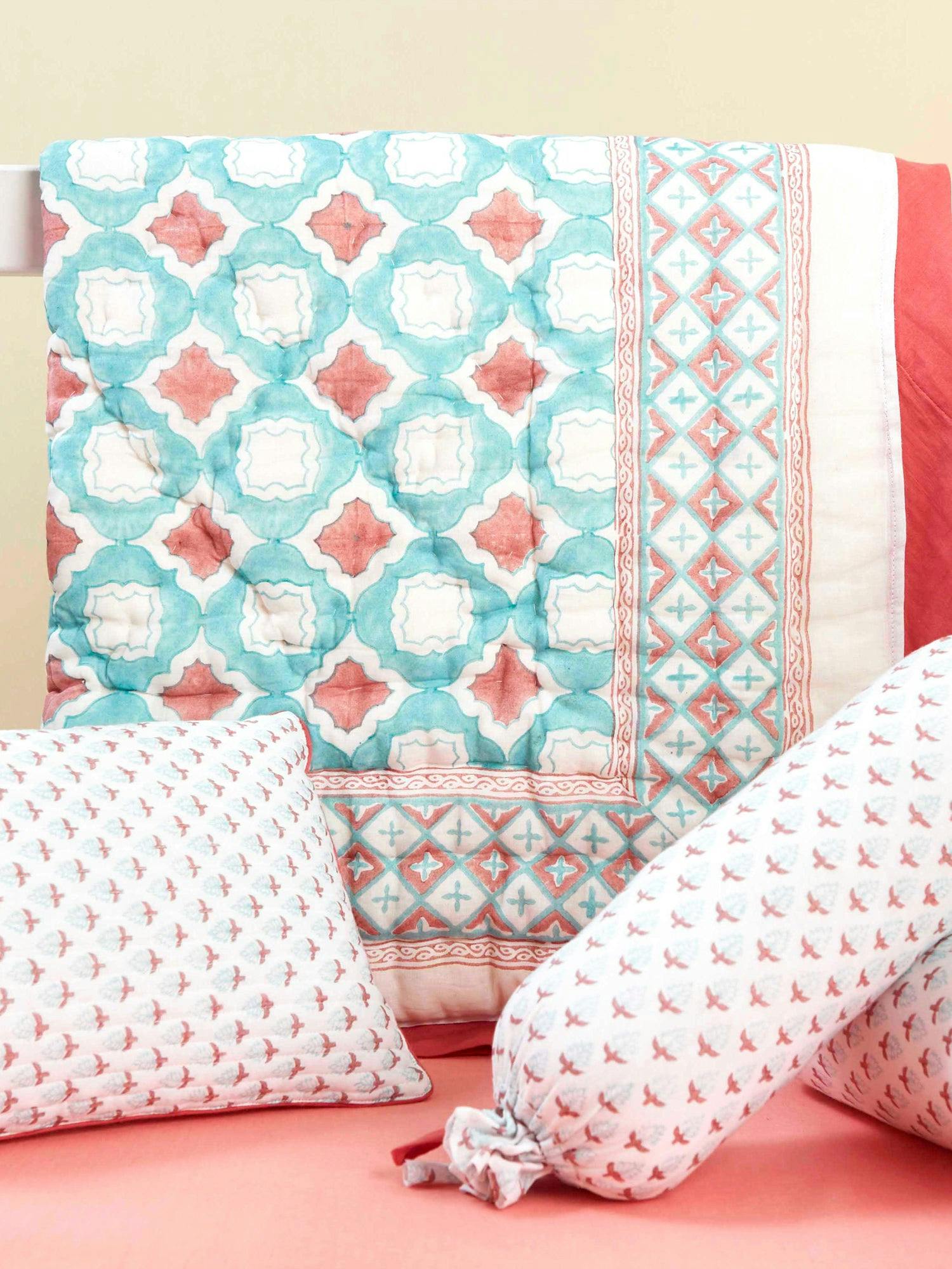 Block-Printed Cotton Crib Quilt
