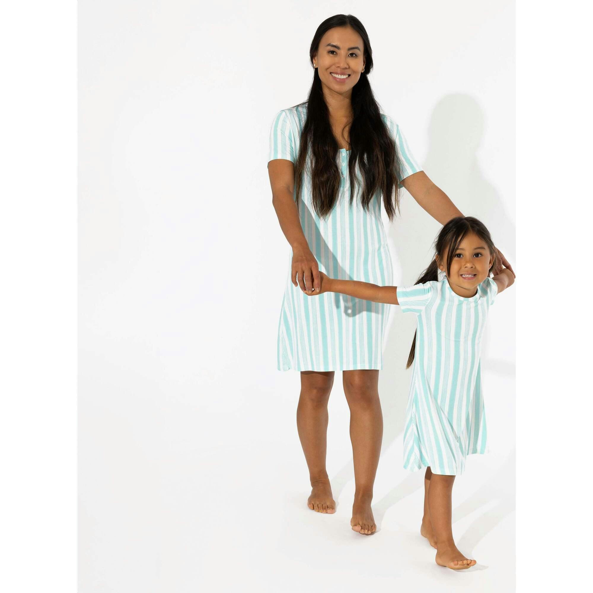 Slumber Stripes Bamboo Girls' Short Sleeve Dress