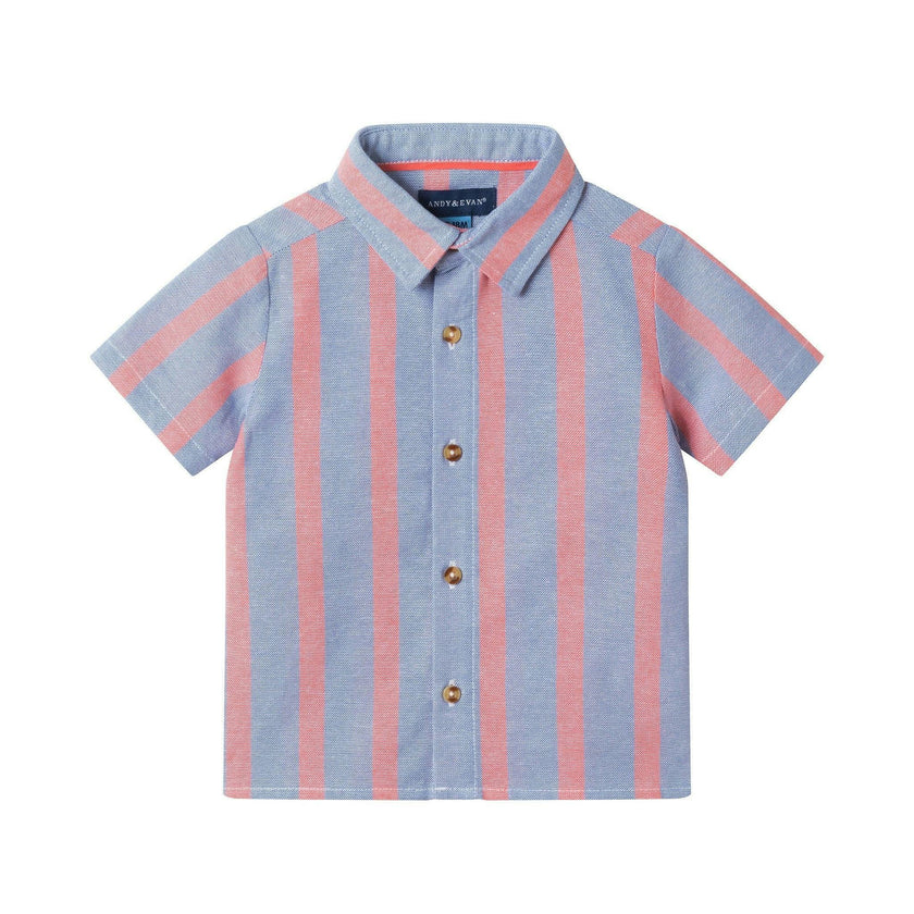 Boys Orange Striped Airy Oxford Set | Orange Stripe