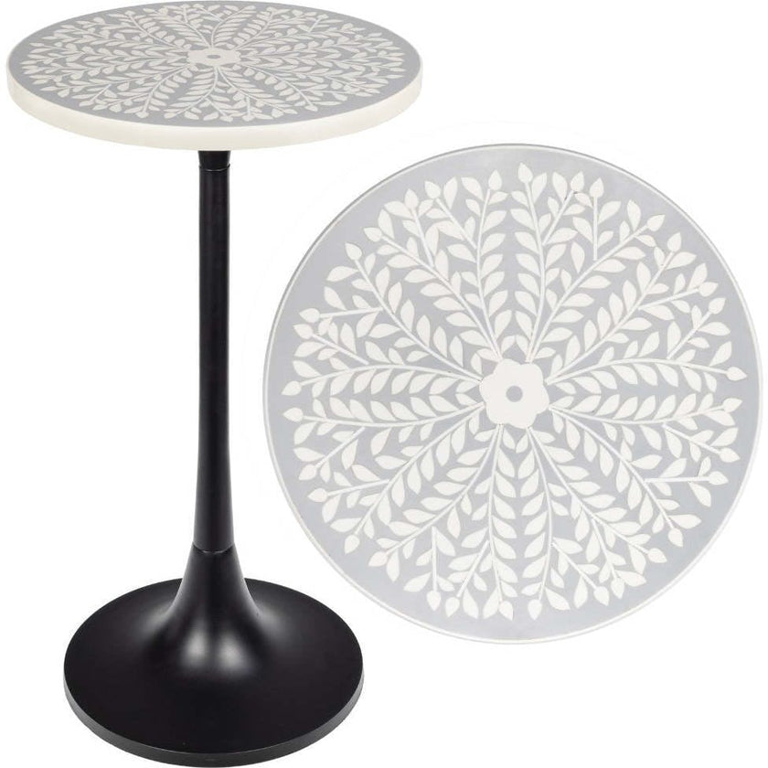 Nysha 25" Modern Bohemian Metal/Resin Inlay Top End Table