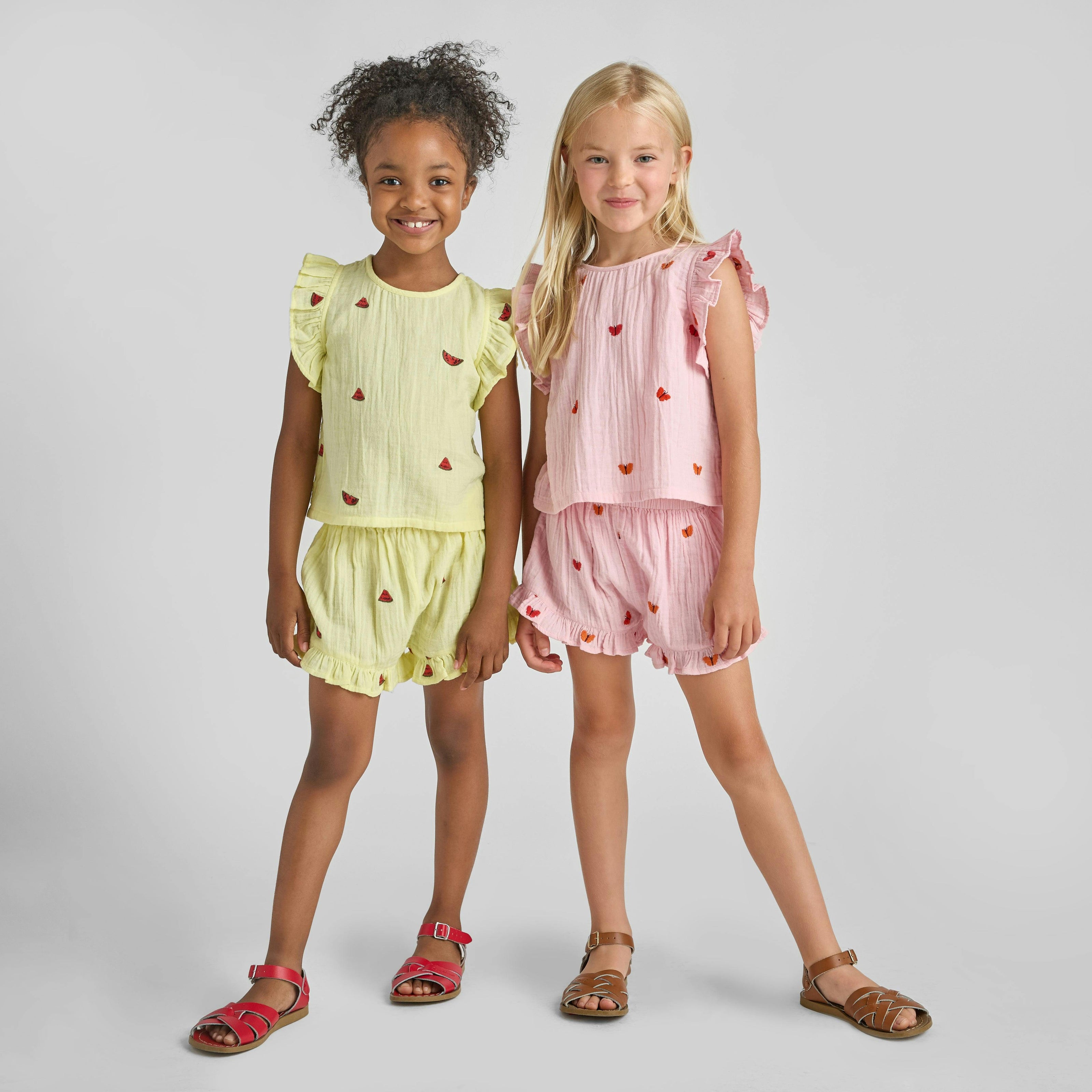 Girls Roey 2-PC Set - Butterfly Embroidery