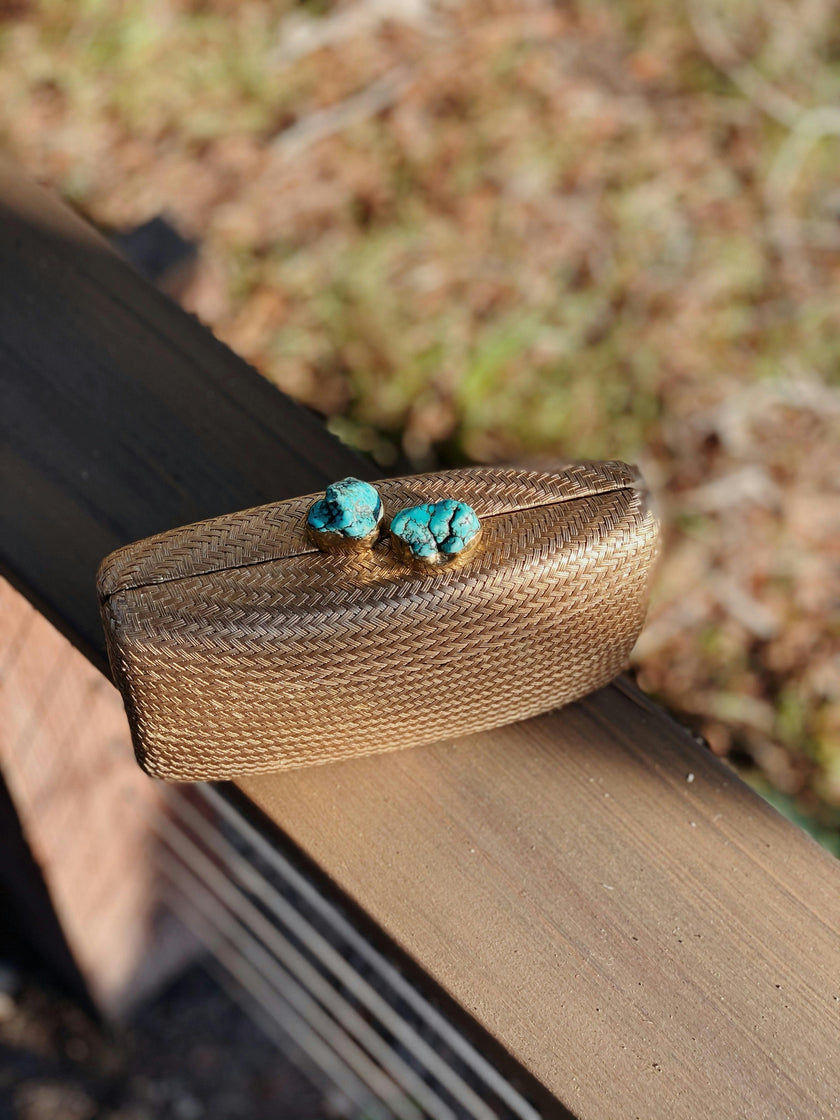 Women's Jen Straw Turquoise Stone Clutch Bag