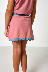 dusty pink/slate scalloped skort