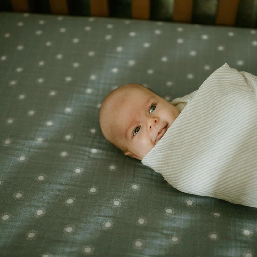Organic Cotton Muslin Crib Sheet - Sage Suns