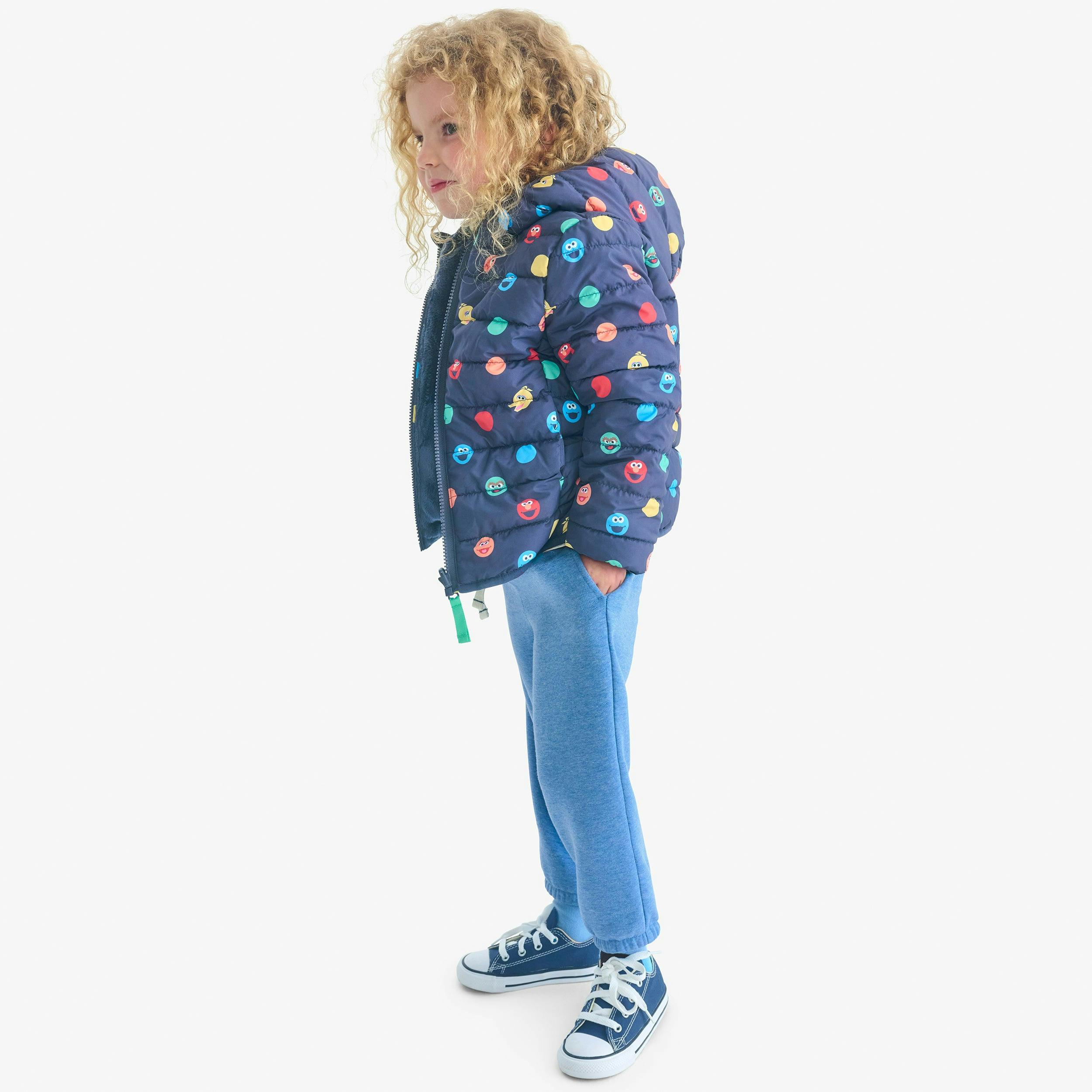 Kids Sesame Street reversible fleece puffer jacket