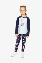 Printed Leggings Navy Unicorn Print