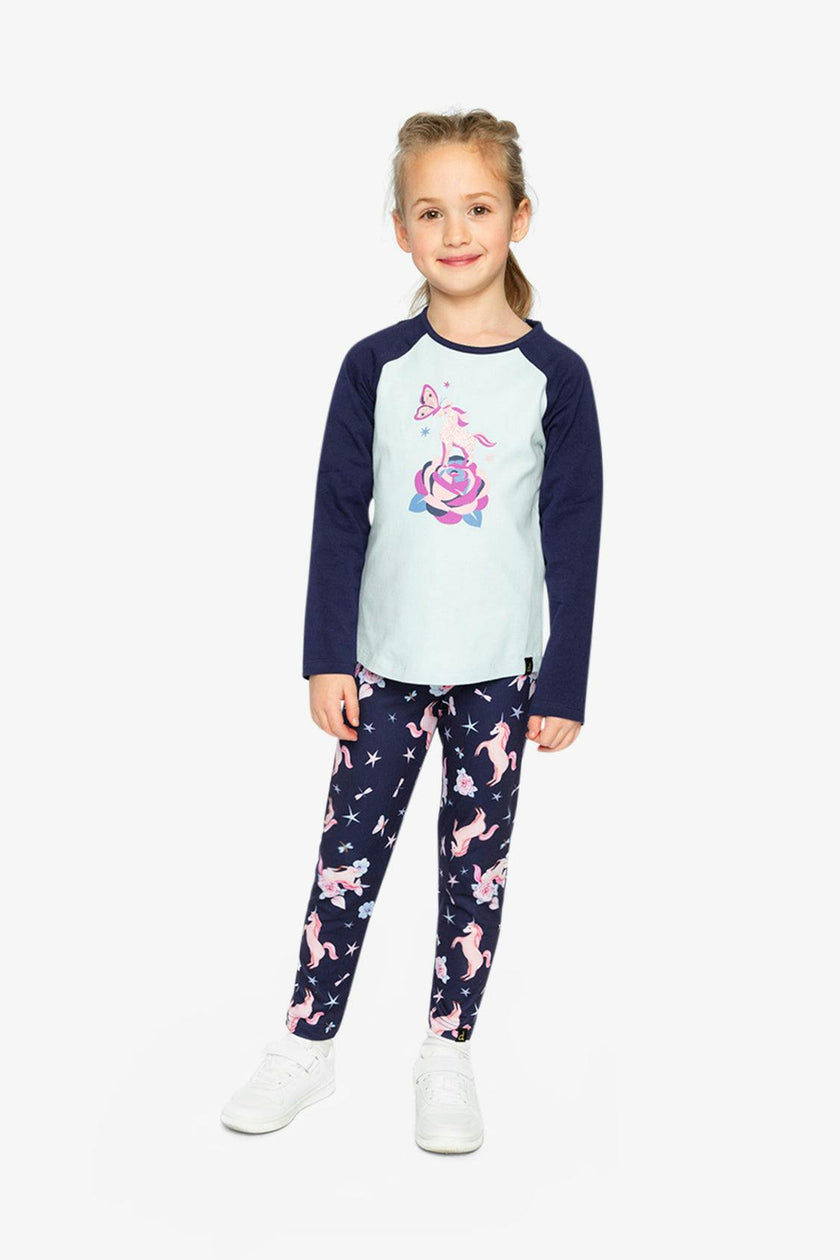 Printed Leggings Navy Unicorn Print