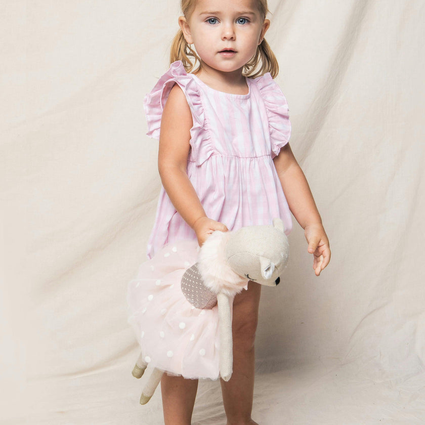 Baby's Twill Ruffled Romper in Pink Gingham