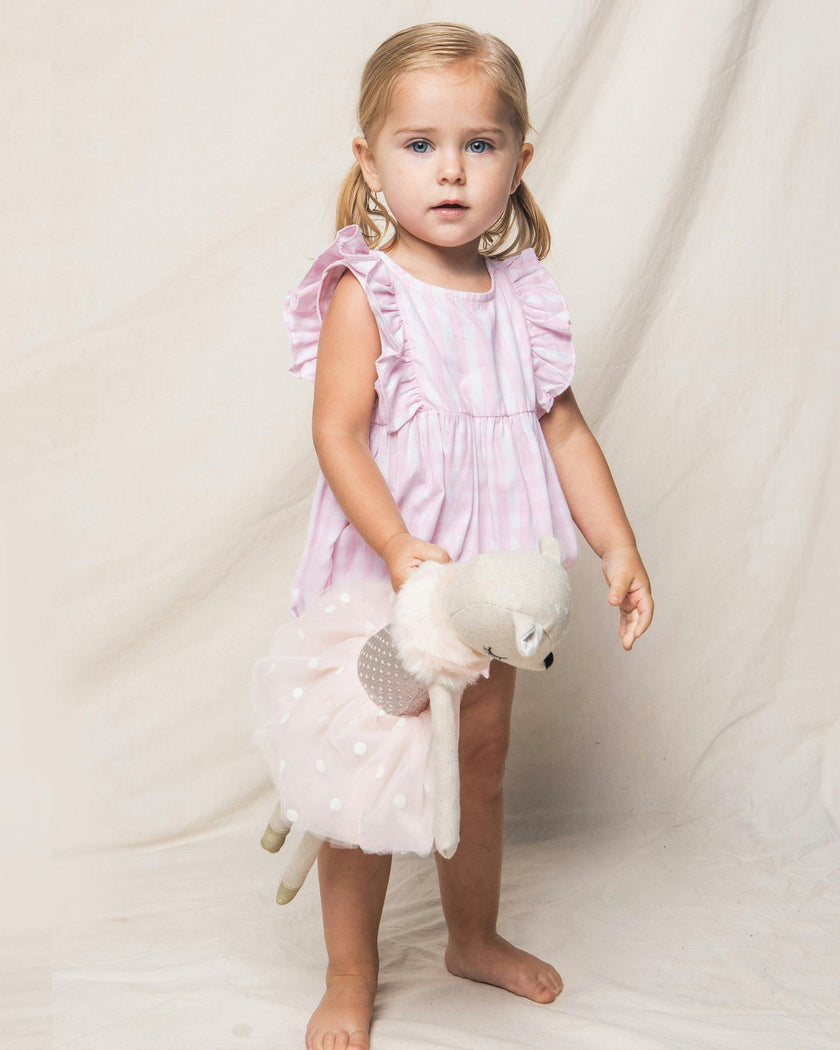 Baby's Twill Ruffled Romper in Pink Gingham