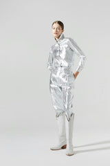San Marino Metallic Linen Shirt - Silver