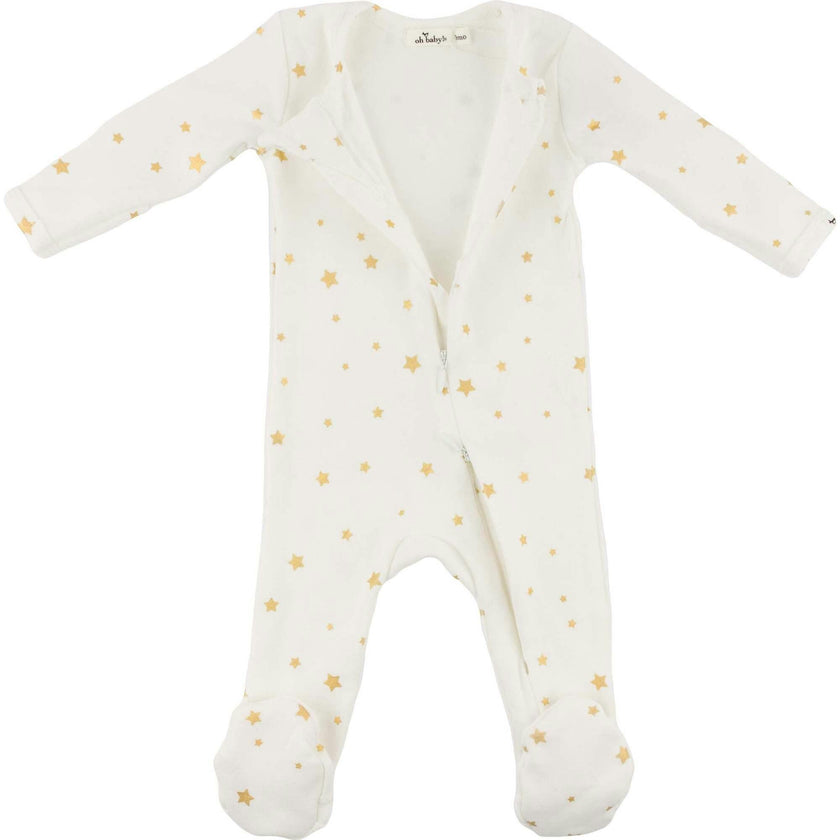Mini Gold Star Foil Zipper Footie