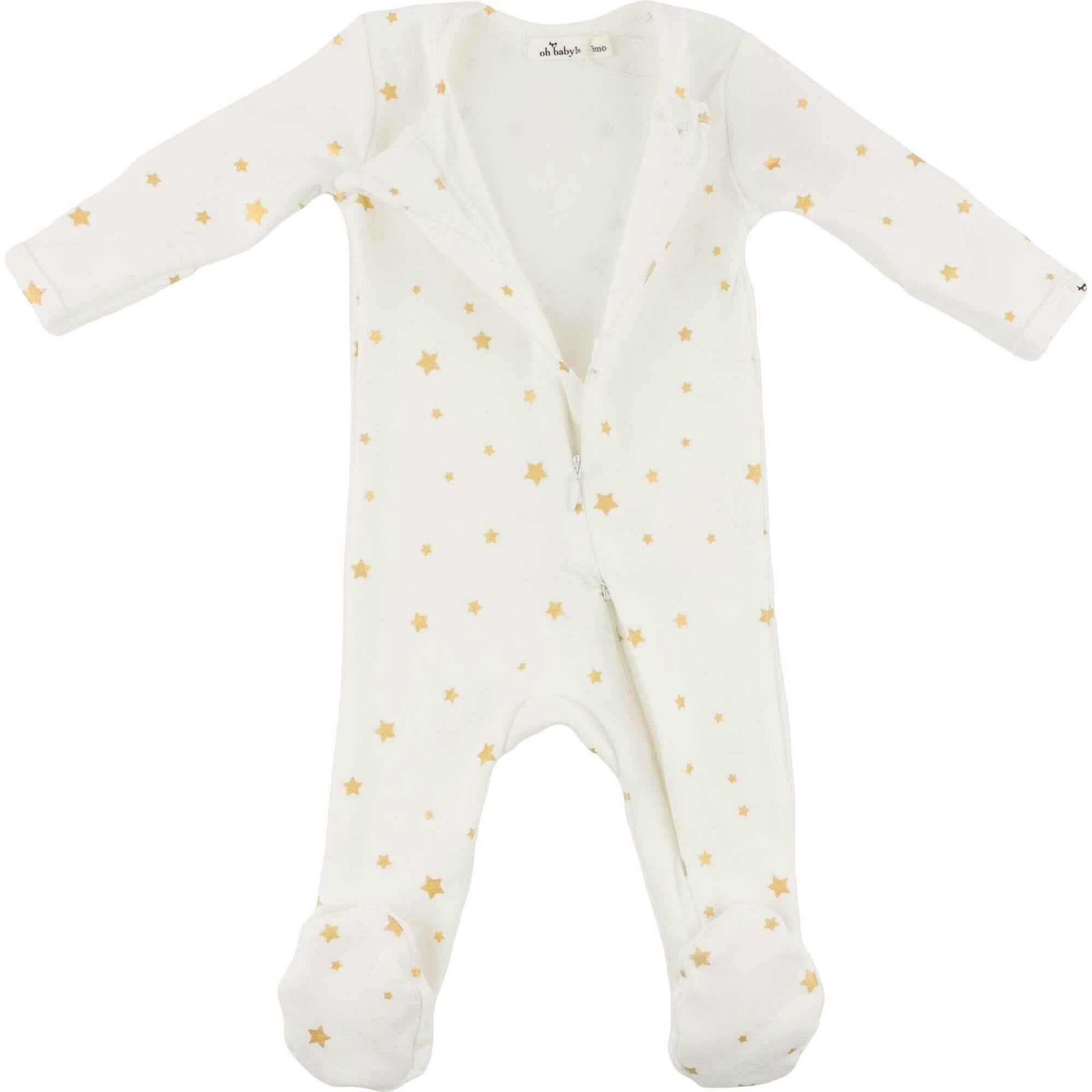 Mini Gold Star Foil Zipper Footie