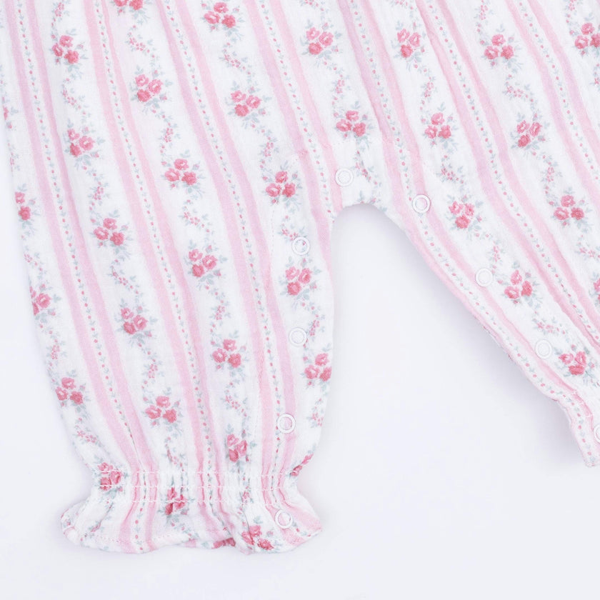 Winding Roses Stripe - Ruffly Strap Overall