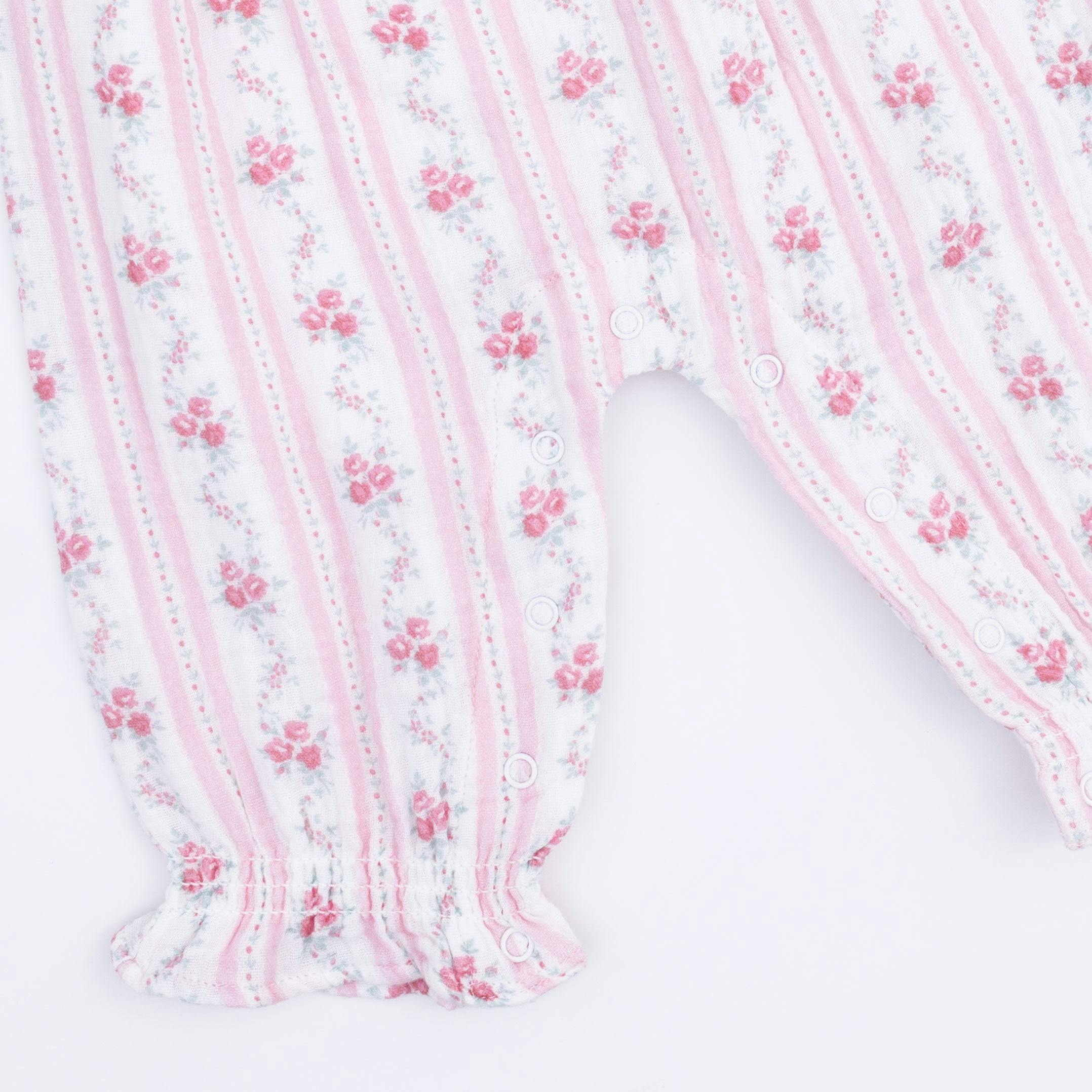 Winding Roses Stripe - Ruffly Strap Overall