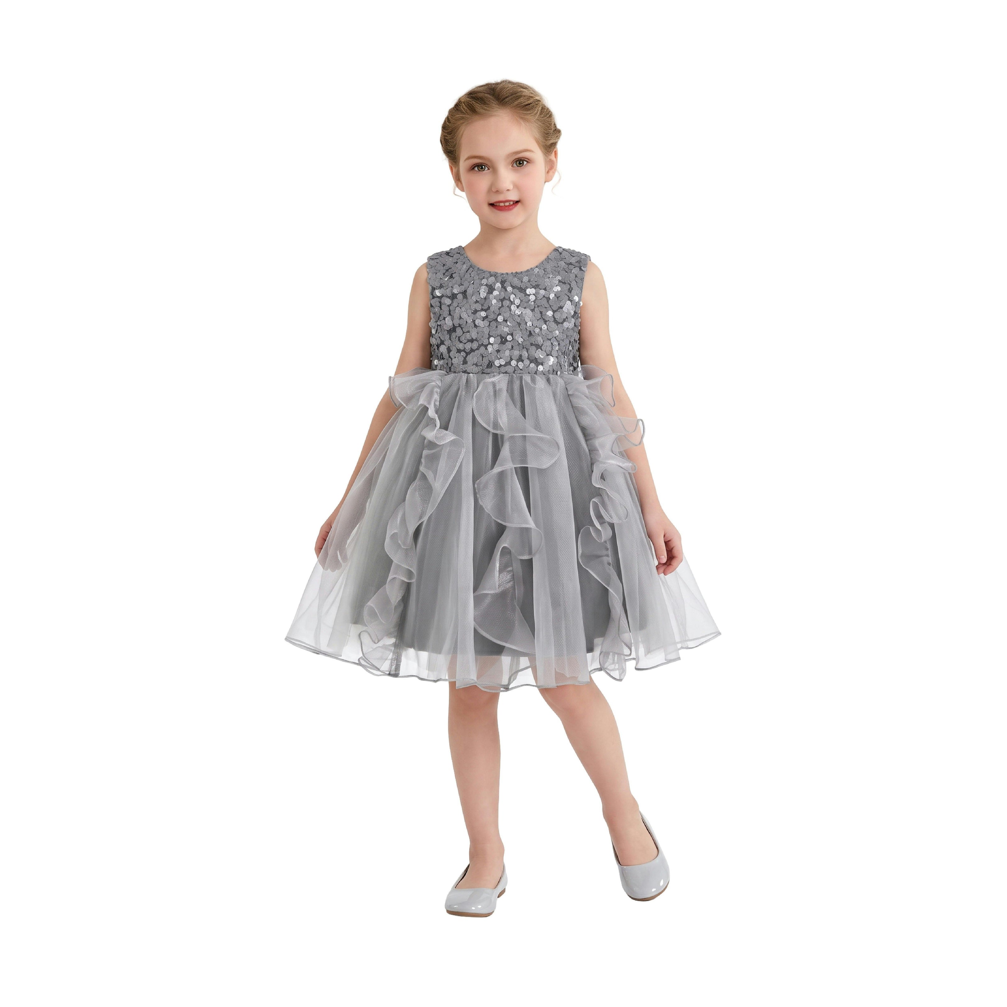 Gray Leonora Sequin Tulle Dress