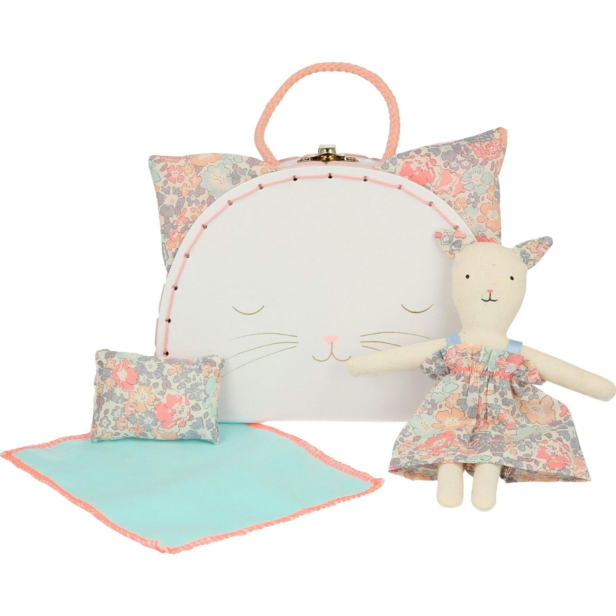 Floral Kitty Mini Suitcase Doll