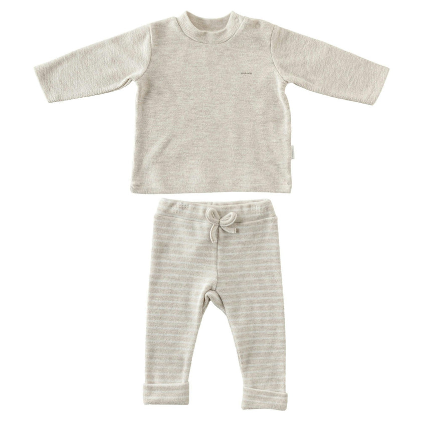 Beige Soft Striped Outfit