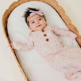 Newborn Wood Button Knotted Gown - Gigi