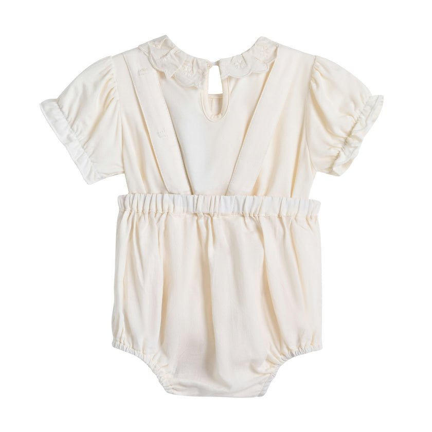 Cream Romper with Lace Detail