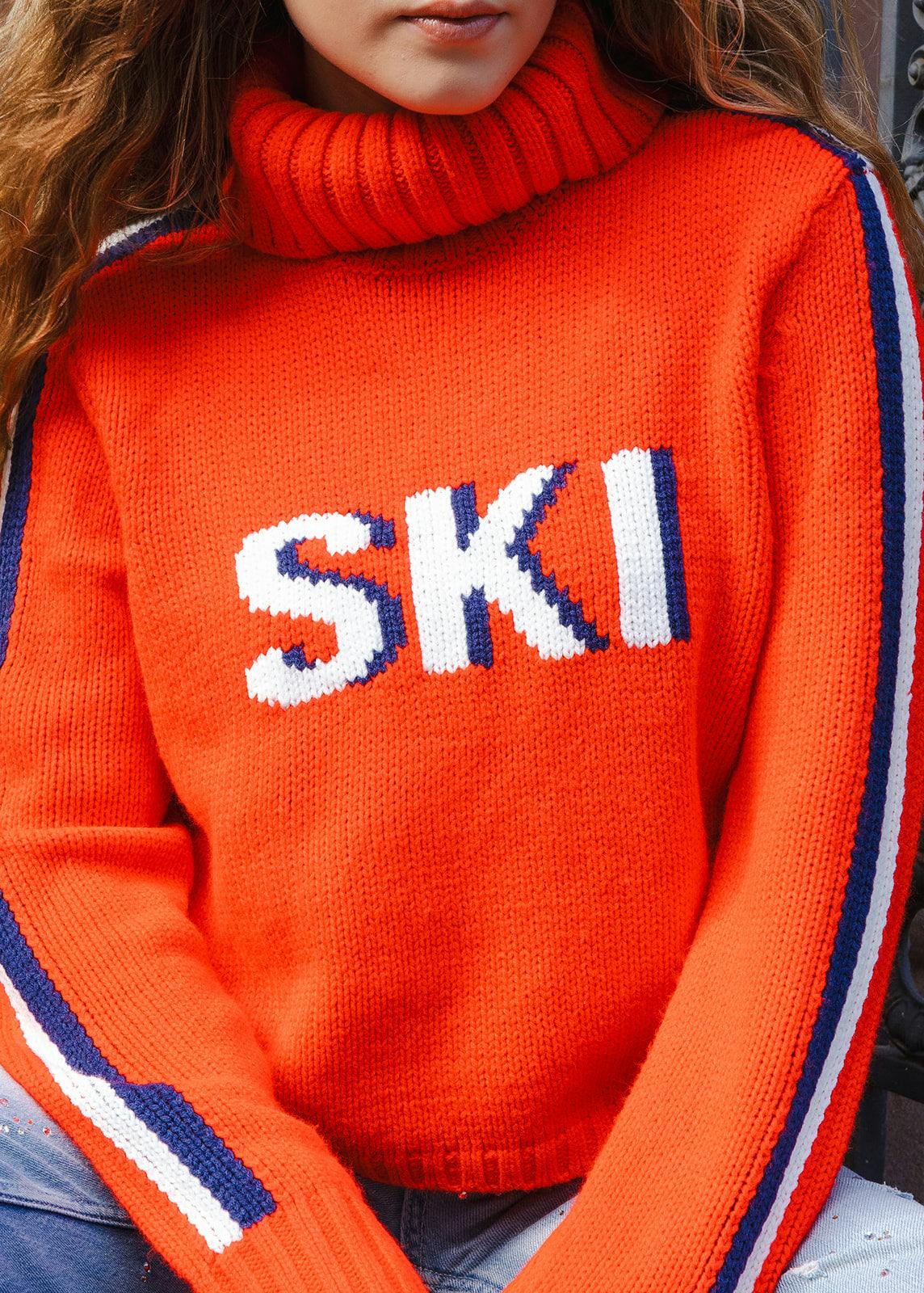 Womens Retro Ski Cropped Turtleneck